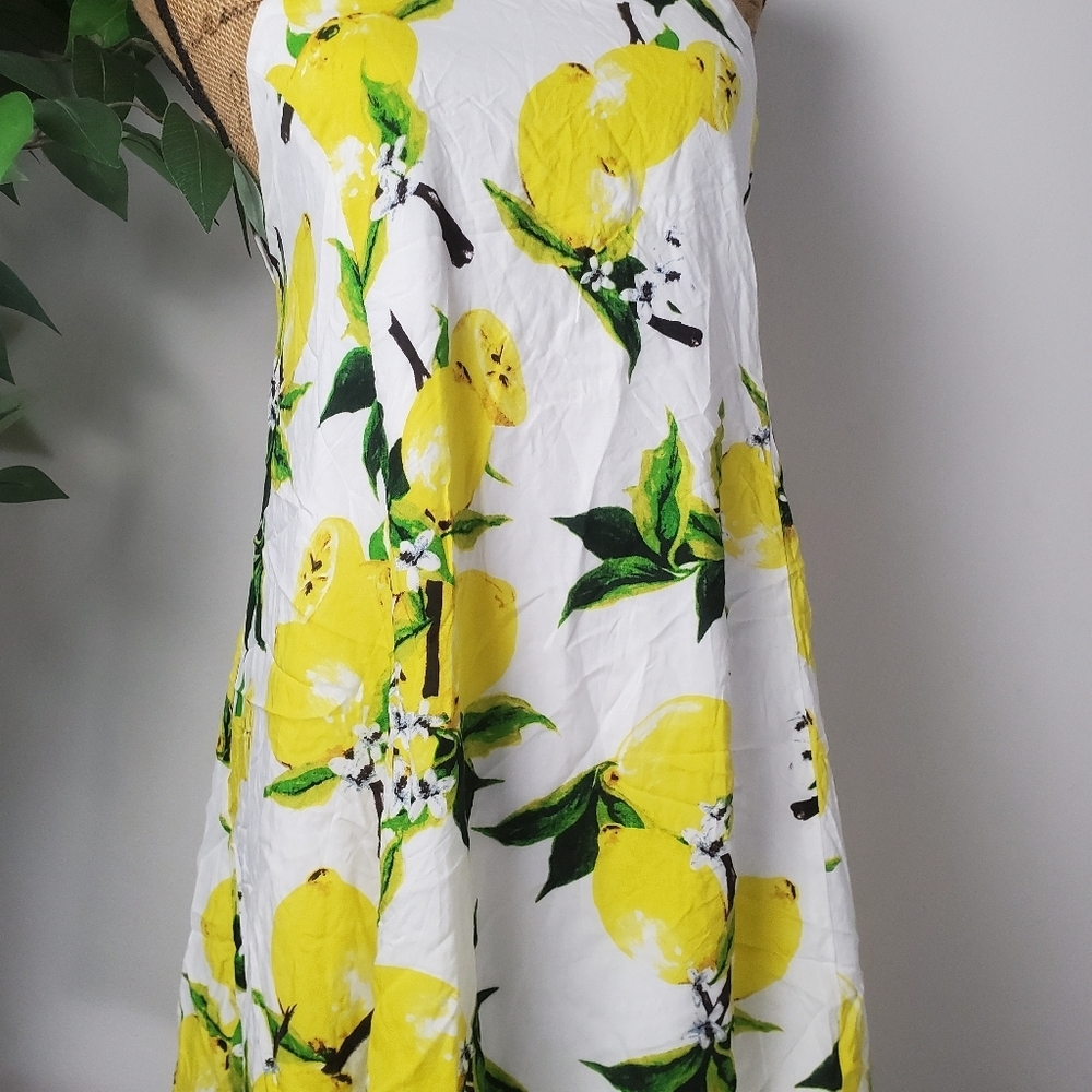 Lemon Print Halter Dress Women's Size Medium - Picture 4 of 11